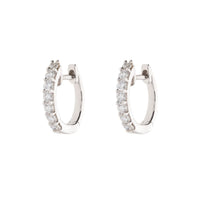 Diamond 0.21ct 18ct White Gold Small Hoop Earrings - Michael Jones Jeweller