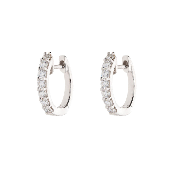 Diamond 0.21ct 18ct White Gold Small Hoop Earrings - Michael Jones Jeweller