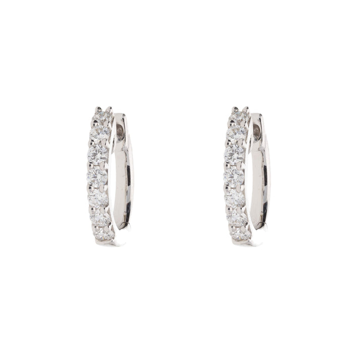 Diamond 0.21ct 18ct White Gold Small Hoop Earrings - Michael Jones Jeweller