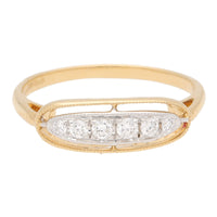 Diamond 0.14ct Millgrain 18ct Yellow Gold Oval Shaped Ring