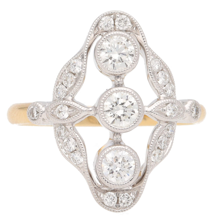 Diamond  0.71ct Ribbon Style 18ct Yellow Gold Cluster Ring - Michael Jones Jeweller