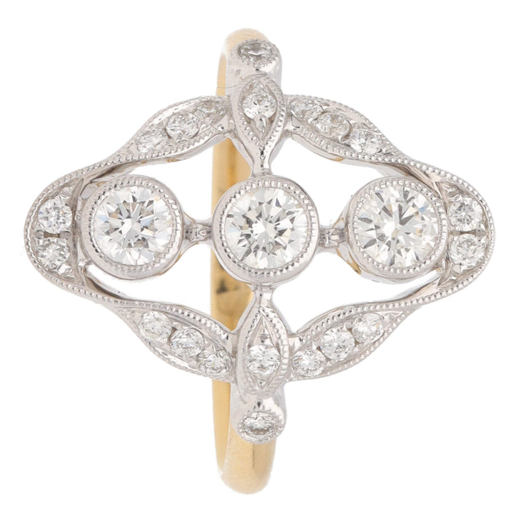Diamond  0.71ct Ribbon Style 18ct Yellow Gold Cluster Ring - Michael Jones Jeweller