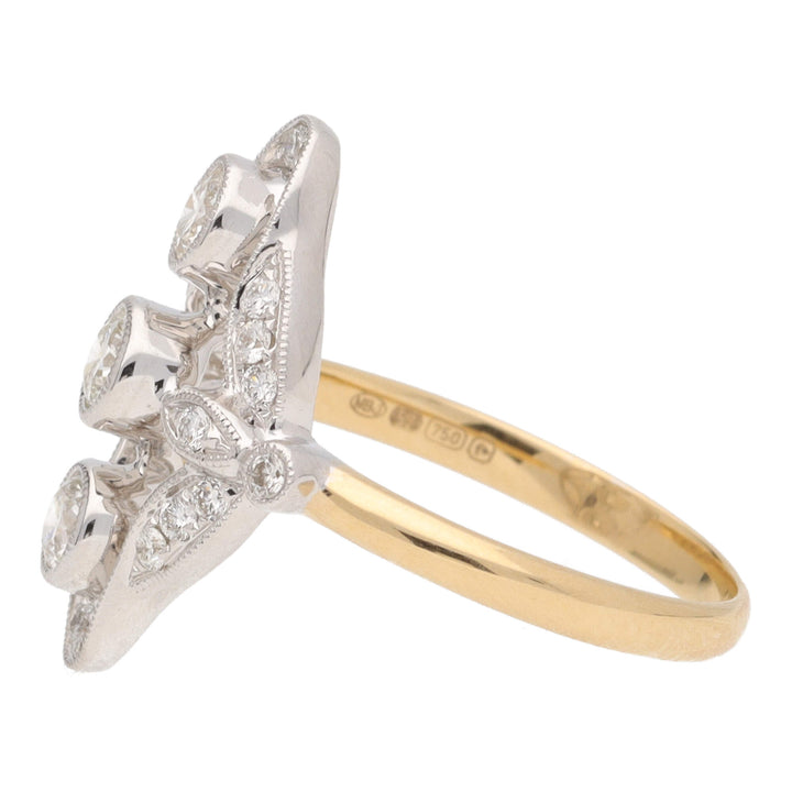 Diamond  0.71ct Ribbon Style 18ct Yellow Gold Cluster Ring - Michael Jones Jeweller