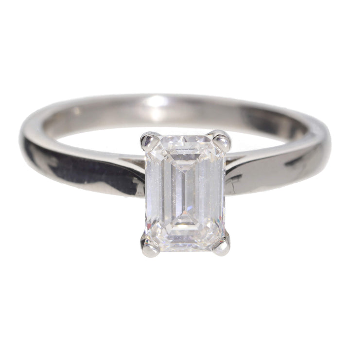 Lab Grown Diamond 1.04ct F VVS2 Platinum Emerald Cut Solitaire Ring