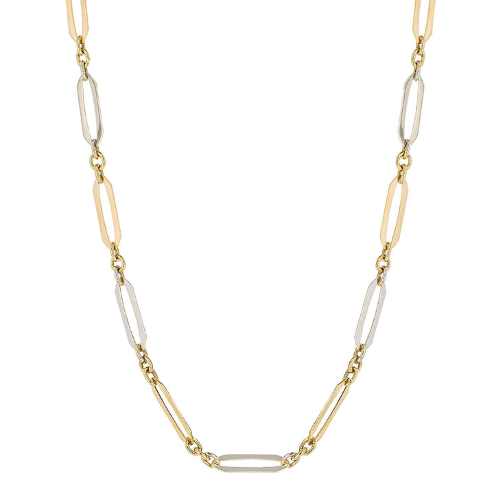 Elongated Open Link 9ct Yellow and White Gold Necklace