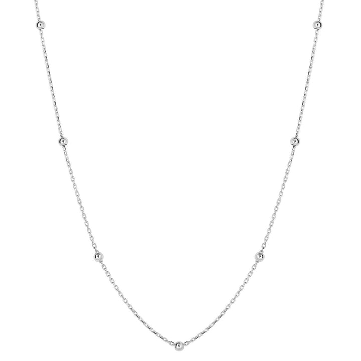 Beaded Station Link 9ct White Gold Chain - Michael Jones Jeweller
