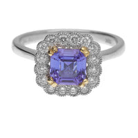 Tanzanite and Diamond 18ct White and Yellow Gold Cluster Ring