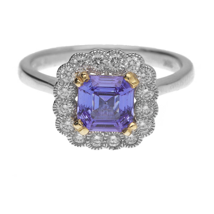 Tanzanite and Diamond 18ct White and Yellow Gold Cluster Ring