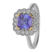 Tanzanite and Diamond 18ct White and Yellow Gold Cluster Ring