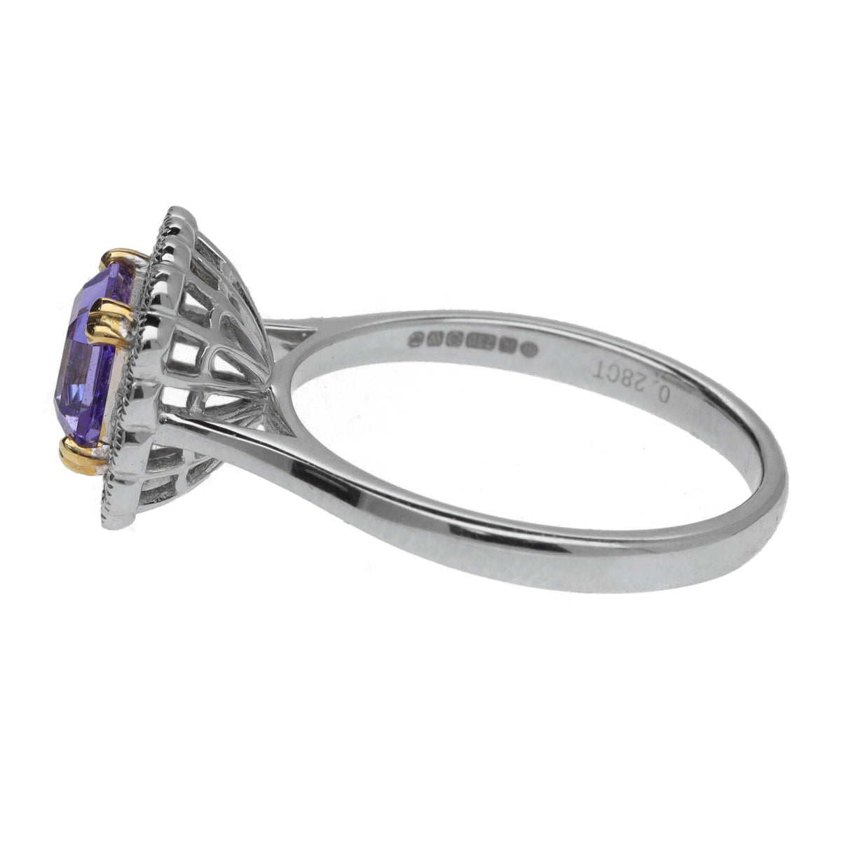 Tanzanite and Diamond 18ct White and Yellow Gold Cluster Ring - Michael Jones Jeweller
