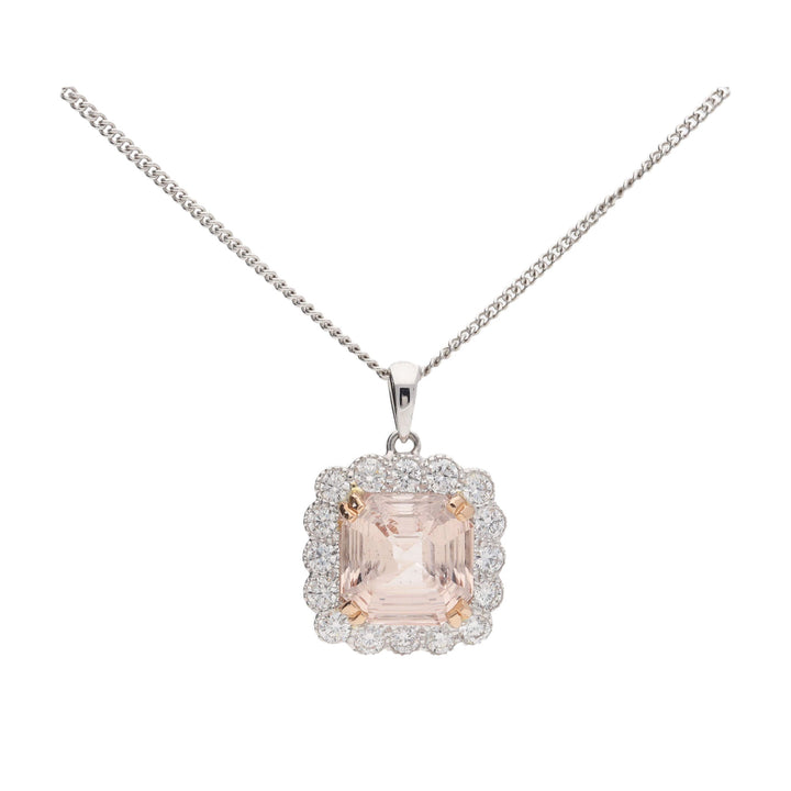 Morganite and Diamond 18ct White Gold Pendant