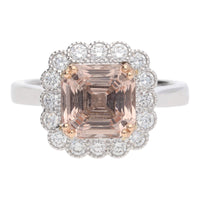 Morganite and Diamond 18ct White Gold Ring - Michael Jones Jeweller