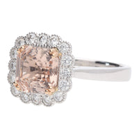 Morganite and Diamond 18ct White Gold Ring - Michael Jones Jeweller