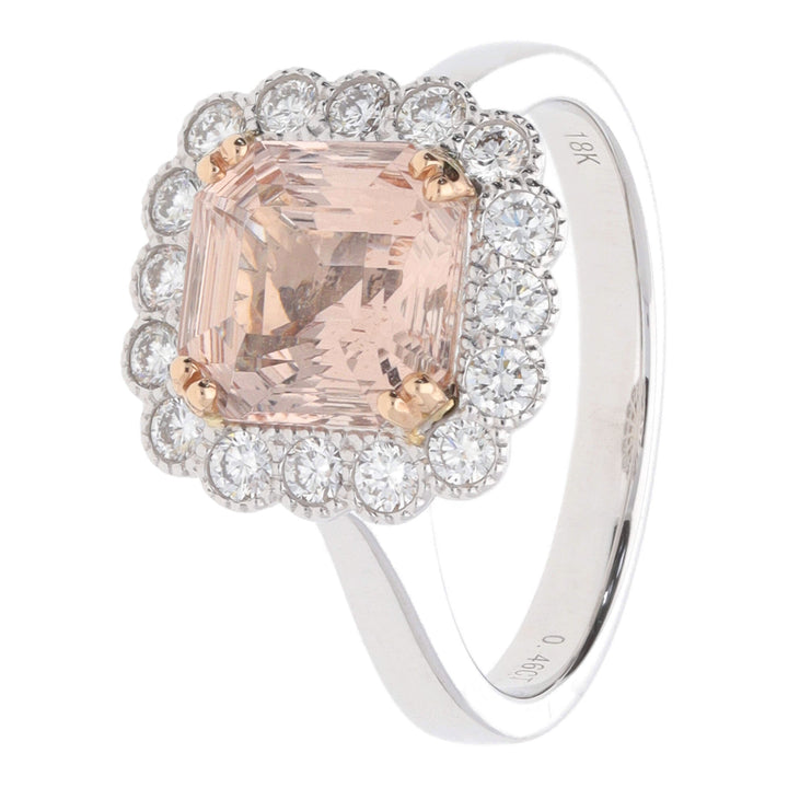 Morganite and Diamond 18ct White Gold Ring