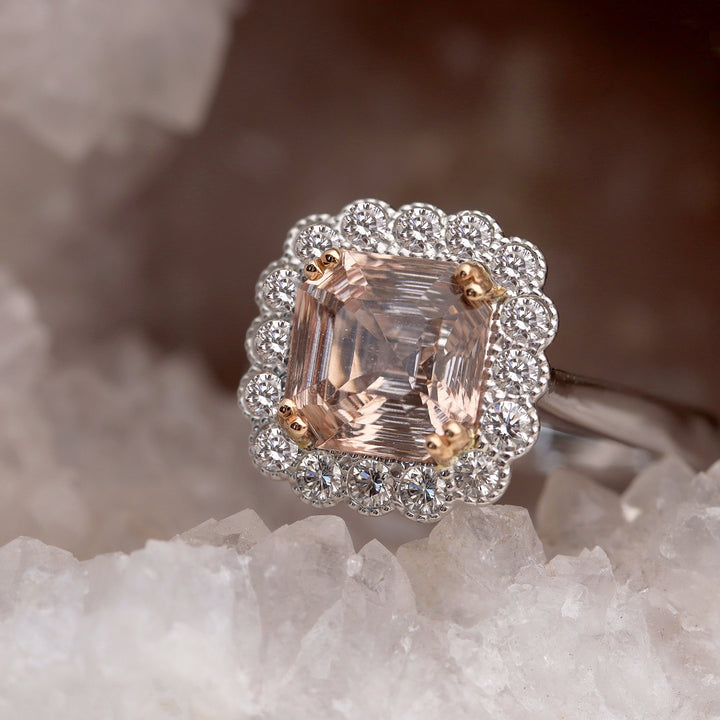 Morganite and Diamond 18ct White Gold Ring