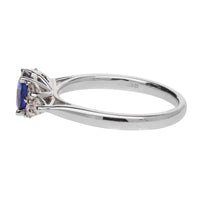Blue Sapphire and Diamond Trefoil 18ct White Gold Ring