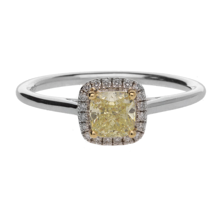 Yellow Diamond 18ct Yellow and White Gold Cluster Ring