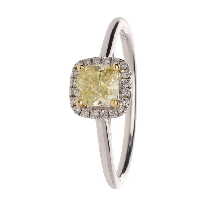 Yellow Diamond 18ct Yellow and White Gold Cluster Ring