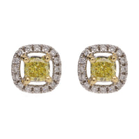 Yellow Diamond 18ct Yellow and White Gold Cluster Earrings