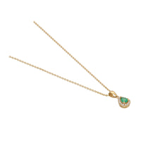 Emerald and Diamond 18ct Yellow Gold Pear Shaped Pendant - Michael Jones Jeweller