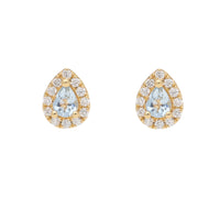 Aquamarine and Diamond 18ct Yellow Gold Pear Stud Earrings - Michael Jones Jeweller