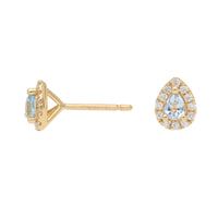 Aquamarine and Diamond 18ct Yellow Gold Pear Stud Earrings - Michael Jones Jeweller