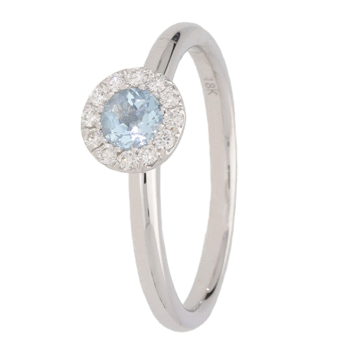 Aquamarine and Diamond 18ct White Gold Ring - Michael Jones Jeweller