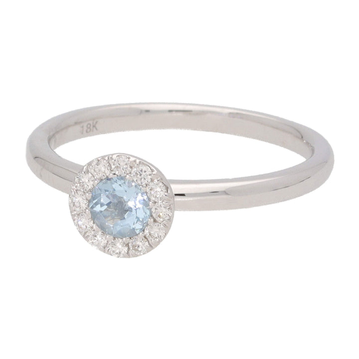 Aquamarine and Diamond 18ct White Gold Ring - Michael Jones Jeweller