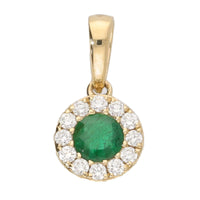 Emerald and Diamond 18ct Yellow Gold Pendant - Michael Jones Jeweller
