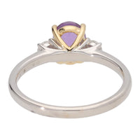Mauve Sapphire and Diamond Oval Three Stone 18ct White Gold Ring - Michael Jones Jeweller