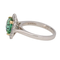 Green Tourmaline and Diamond 18ct White Gold Cluster Ring