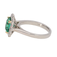 Emerald and Diamond 18ct White Gold Cluster Ring - Michael Jones Jeweller
