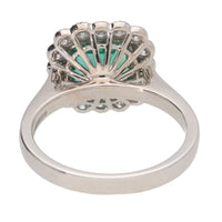 Emerald and Diamond 18ct White Gold Cluster Ring - Michael Jones Jeweller