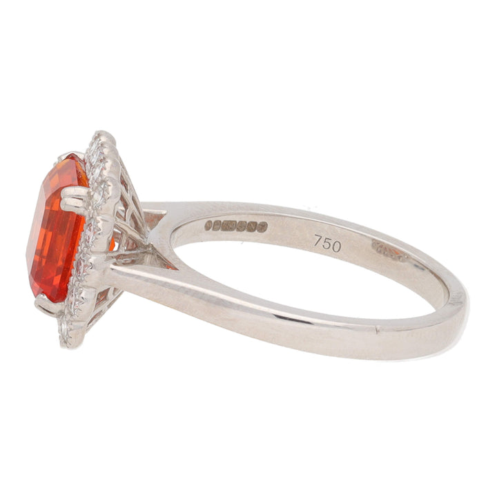 Fire Opal and Diamond 18ct White Gold Cluster Ring - Michael Jones Jeweller