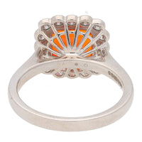 Fire Opal and Diamond 18ct White Gold Cluster Ring - Michael Jones Jeweller