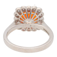 Fire Opal and Diamond 18ct White Gold Cluster Ring