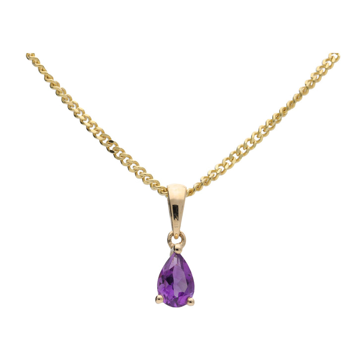 Amethyst Pear 9ct Yellow Gold Pendant