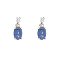Sapphire Oval 18ct White Gold Drop Earrings - Michael Jones Jeweller