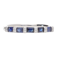 Sapphire and Diamond Baguette 18ct White Gold Half Eternity Ring