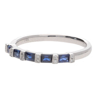 Sapphire and Diamond Baguette 18ct White Gold Half Eternity Ring - Michael Jones Jeweller