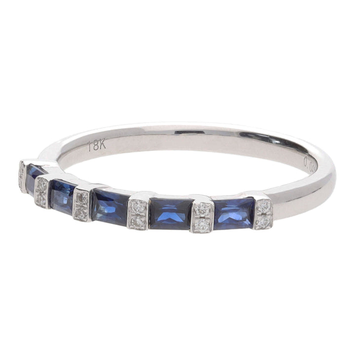 Sapphire and Diamond Baguette 18ct White Gold Half Eternity Ring