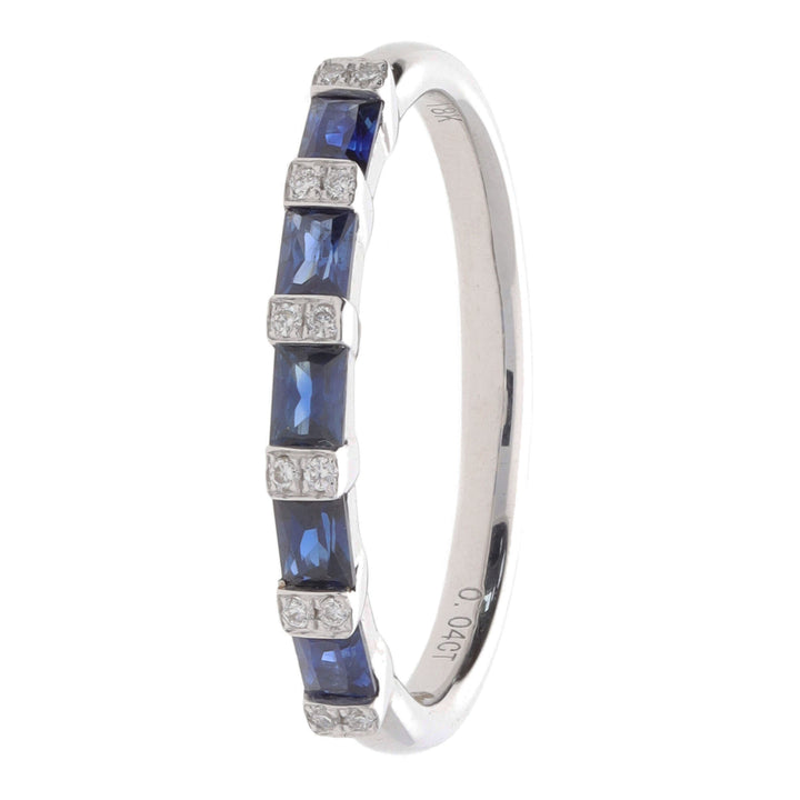 Sapphire and Diamond Baguette 18ct White Gold Half Eternity Ring