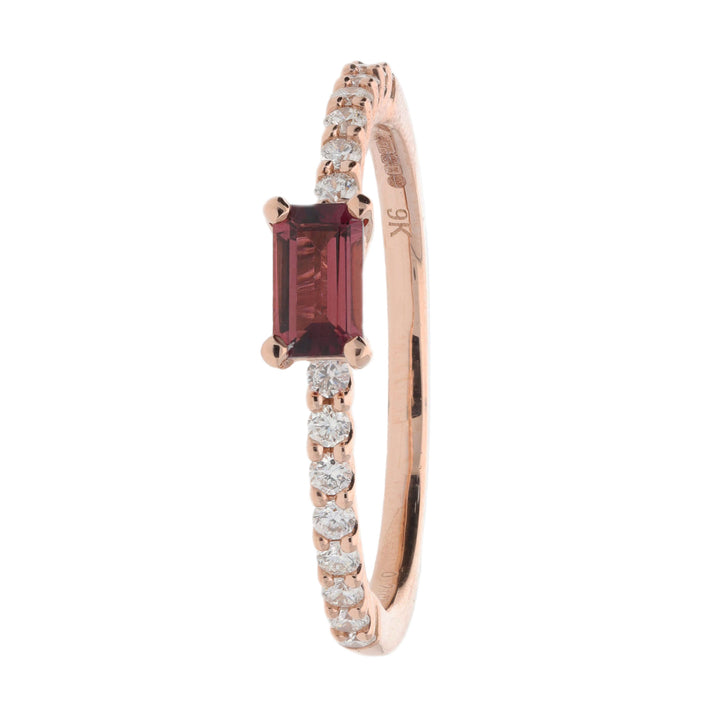 Pink Tourmaline and Diamond 9ct Rose Gold Ring - Michael Jones Jeweller