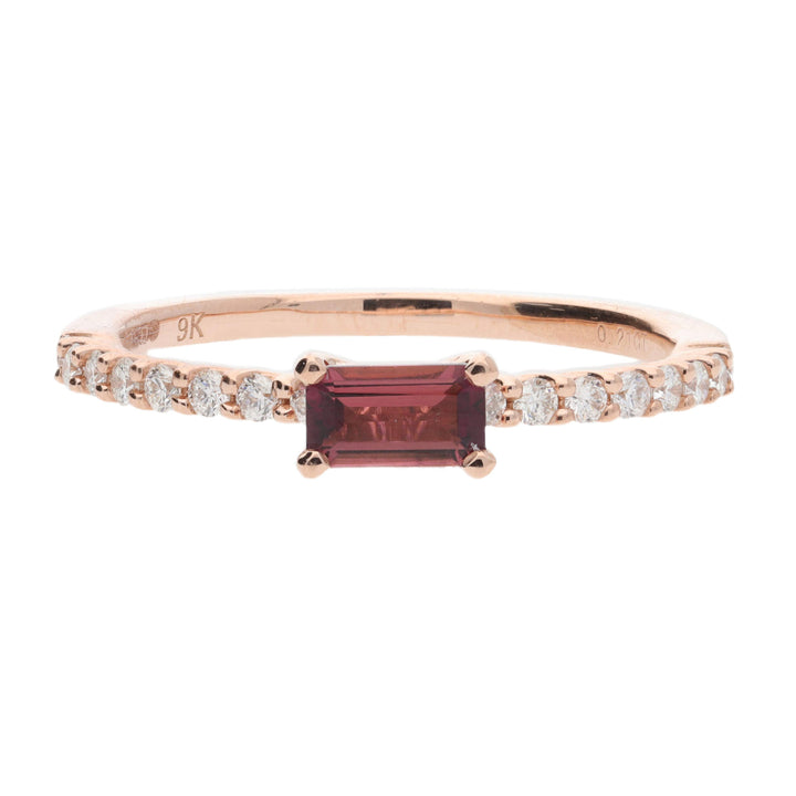 Pink Tourmaline and Diamond 9ct Rose Gold Ring - Michael Jones Jeweller