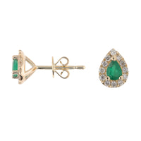 Emerald and Diamond 9ct Yellow Gold Cluster Earrings