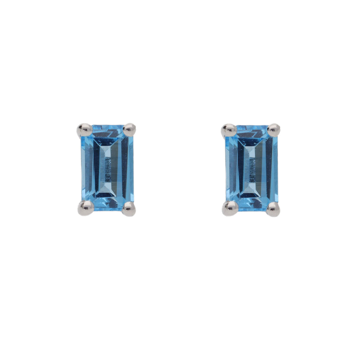 Blue Topaz 9ct White Gold Stud Earrings - Michael Jones Jeweller