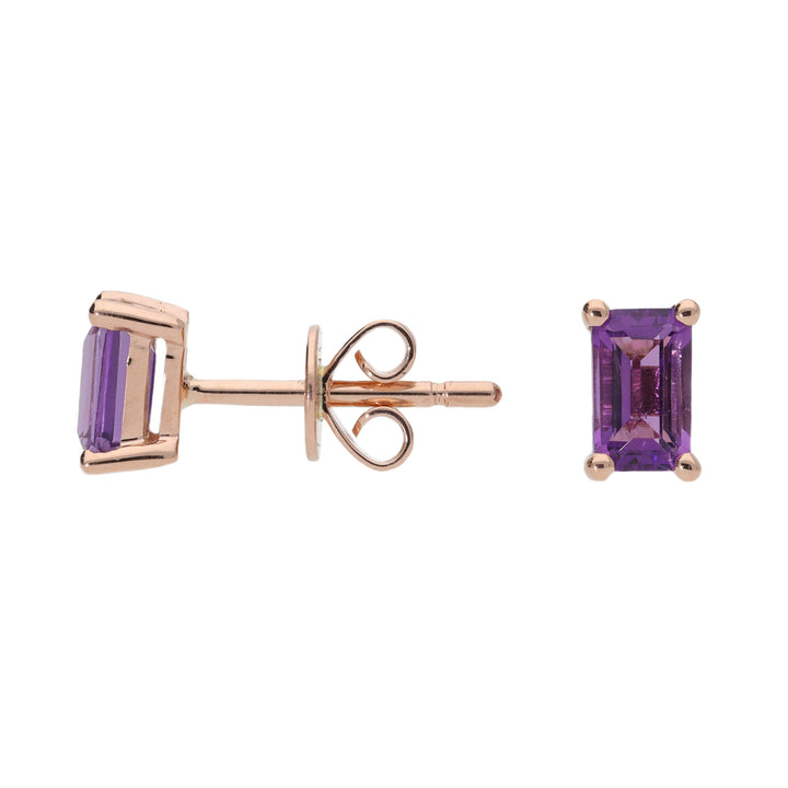 Amethyst 9ct Rose Gold Stud Earrings - Michael Jones Jeweller