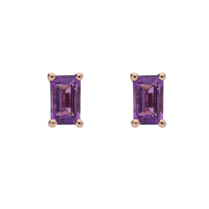 Amethyst 9ct Rose Gold Stud Earrings - Michael Jones Jeweller