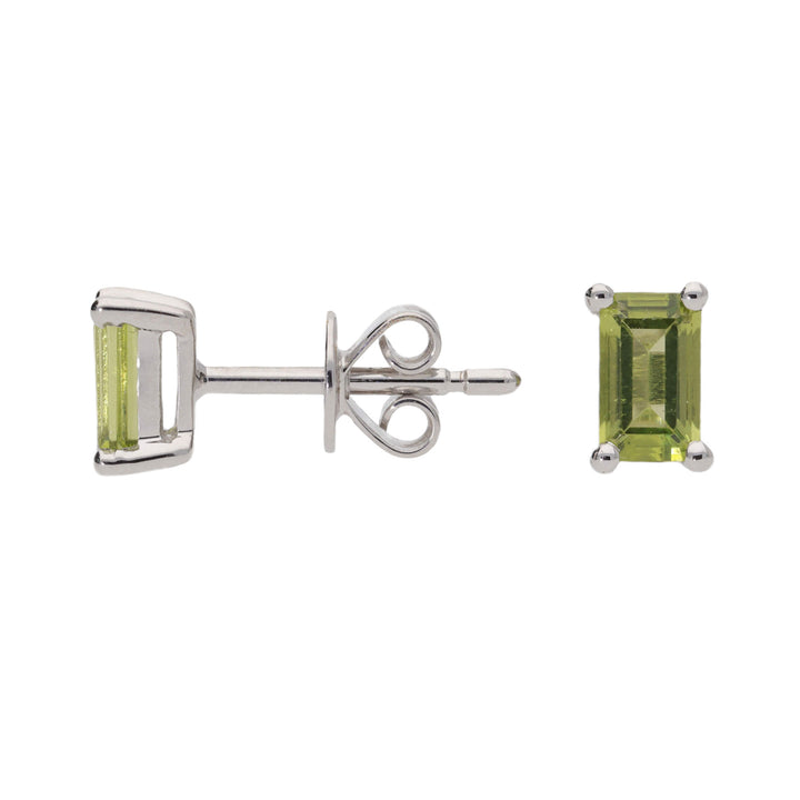 Peridot 9ct White Gold Stud Earrings - Michael Jones Jeweller