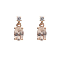 Morganite and Diamond 18ct Rose Gold Drop Earrings - Michael Jones Jeweller